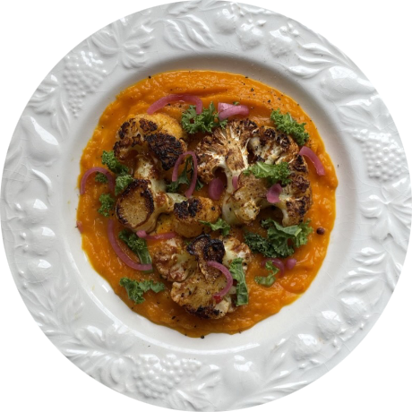 Roasted cauliflower with pepper puree
