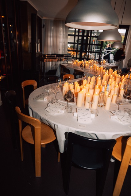 A round table of candles