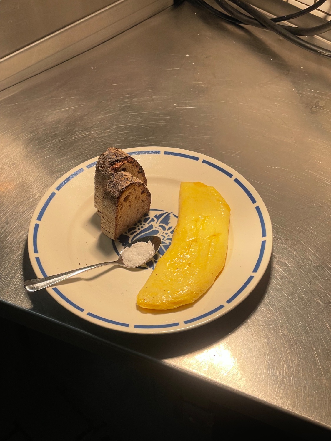French omelette with sourdough and salt